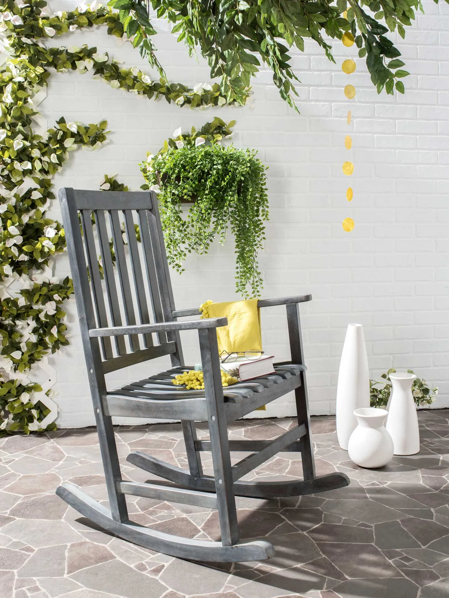 Bamboo Rocking Chair Ash Gray