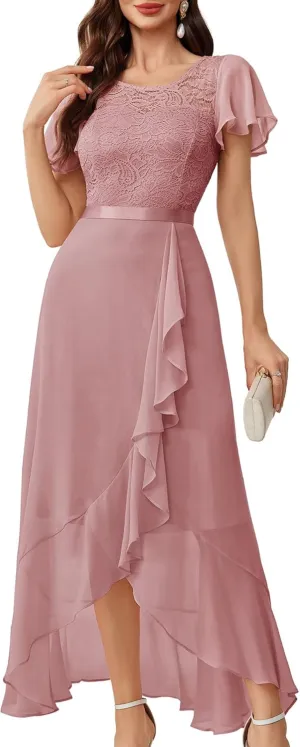 BeryLove Formal Dresses for Women 2025 Wedding Guest with Slit Cocktail Elegant Lace Long Prom Dress