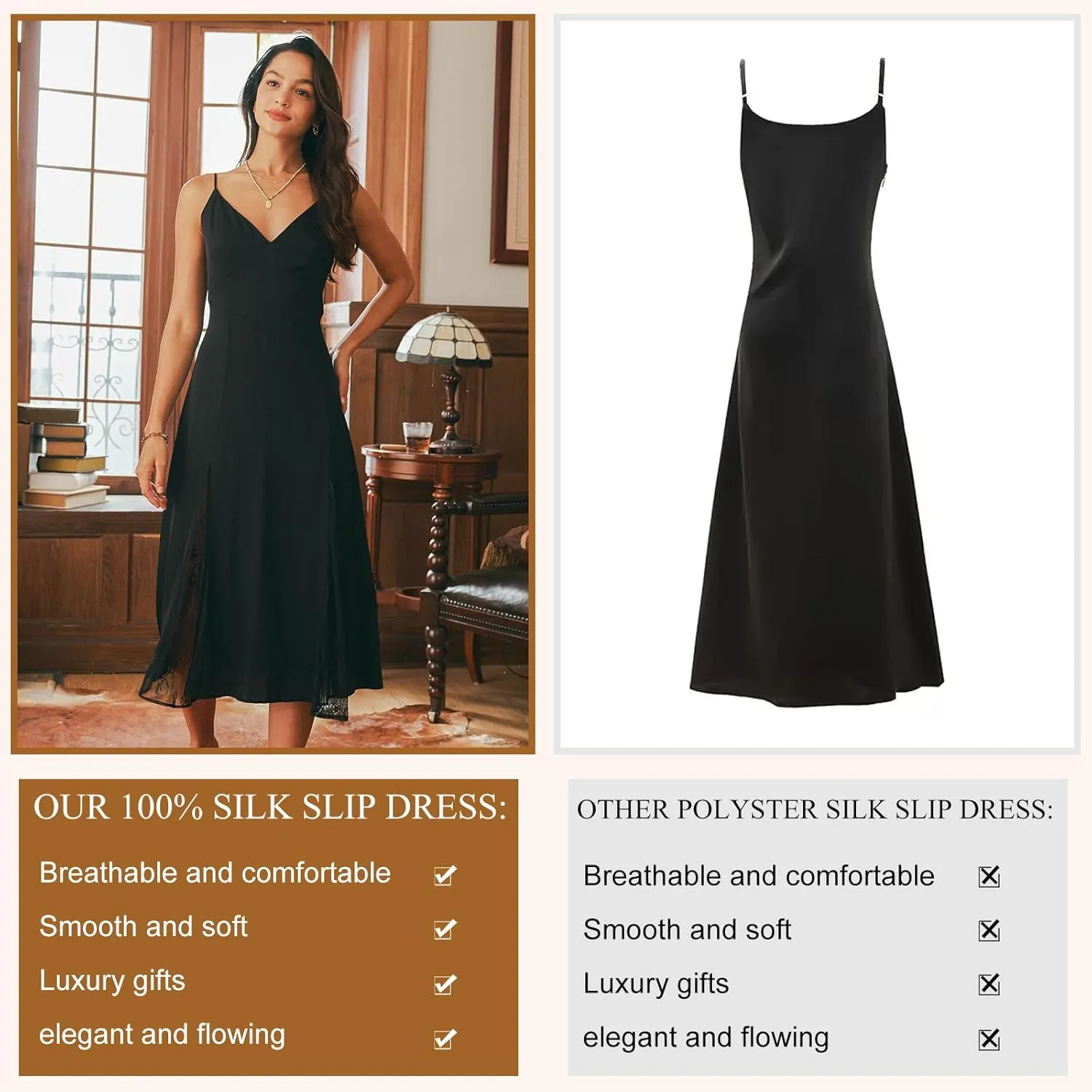 COLD POSH Women Silk Formal Dress Luxury 19mm Mulberry Silk Summer Sleeveless Sexy Lace Slip Long Dresses for Cocktail Party