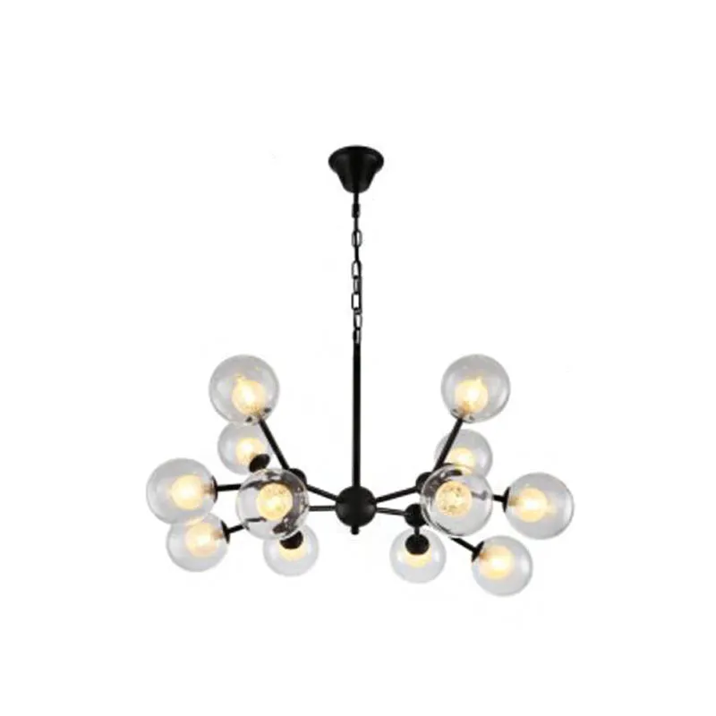 Contemporary Modo Drop Chandelier with Clear & Frosted Glass â€“ Black Finish