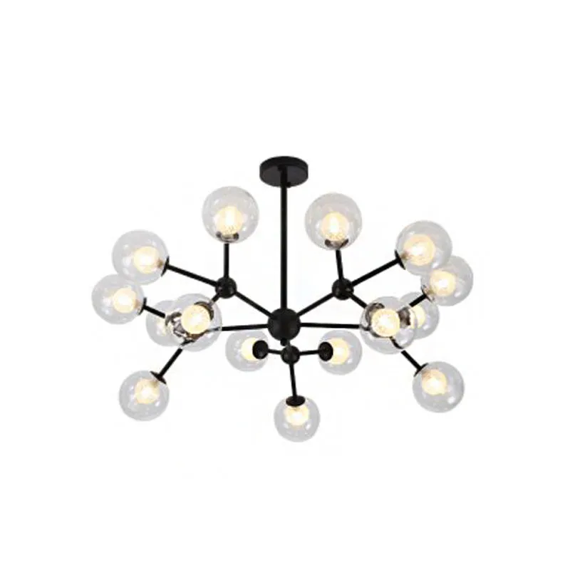 Contemporary Modo Drop Chandelier with Clear & Frosted Glass â€“ Black Finish
