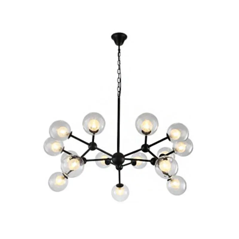 Contemporary Modo Drop Chandelier with Clear & Frosted Glass â€“ Black Finish