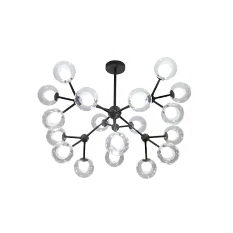 Contemporary Modo Drop Chandelier with Clear & Frosted Glass â€“ Black Finish