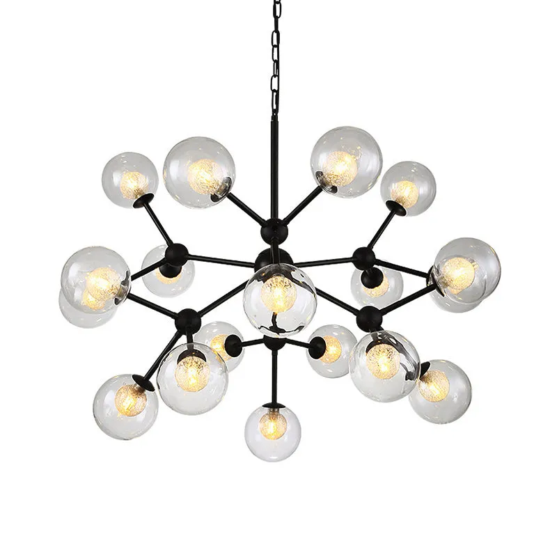 Contemporary Modo Drop Chandelier with Clear & Frosted Glass â€“ Black Finish
