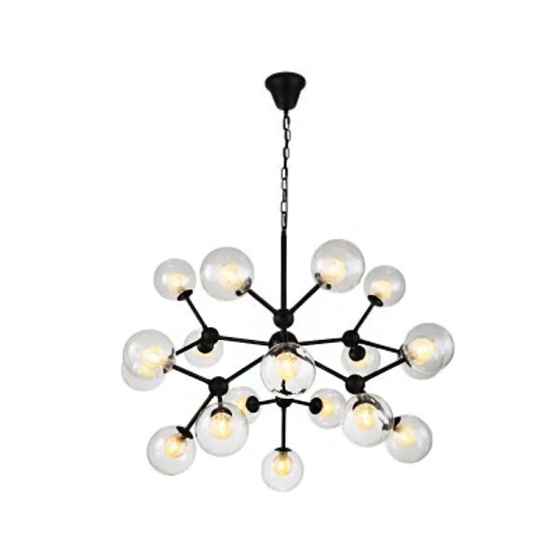 Contemporary Modo Drop Chandelier with Clear & Frosted Glass â€“ Black Finish