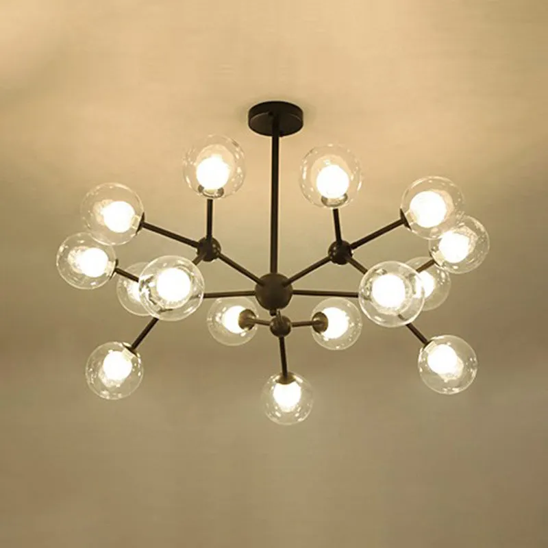 Contemporary Modo Drop Chandelier with Clear & Frosted Glass â€“ Black Finish