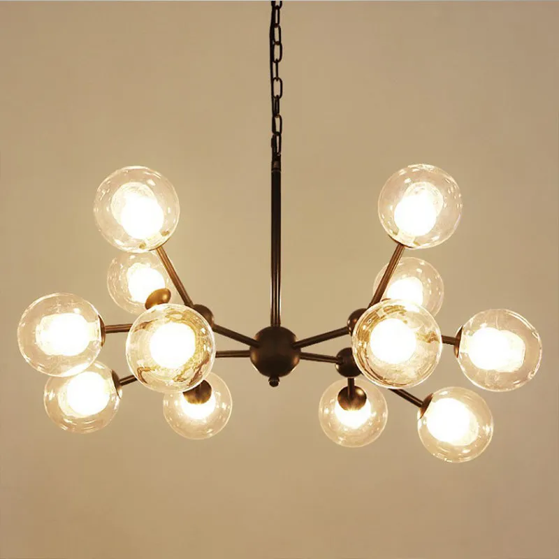 Contemporary Modo Drop Chandelier with Clear & Frosted Glass â€“ Black Finish