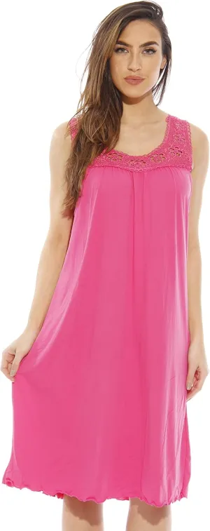 Dreamcrest Silky Soft Nightgown Women Sleepwear Crochet Trim Sleep Dress