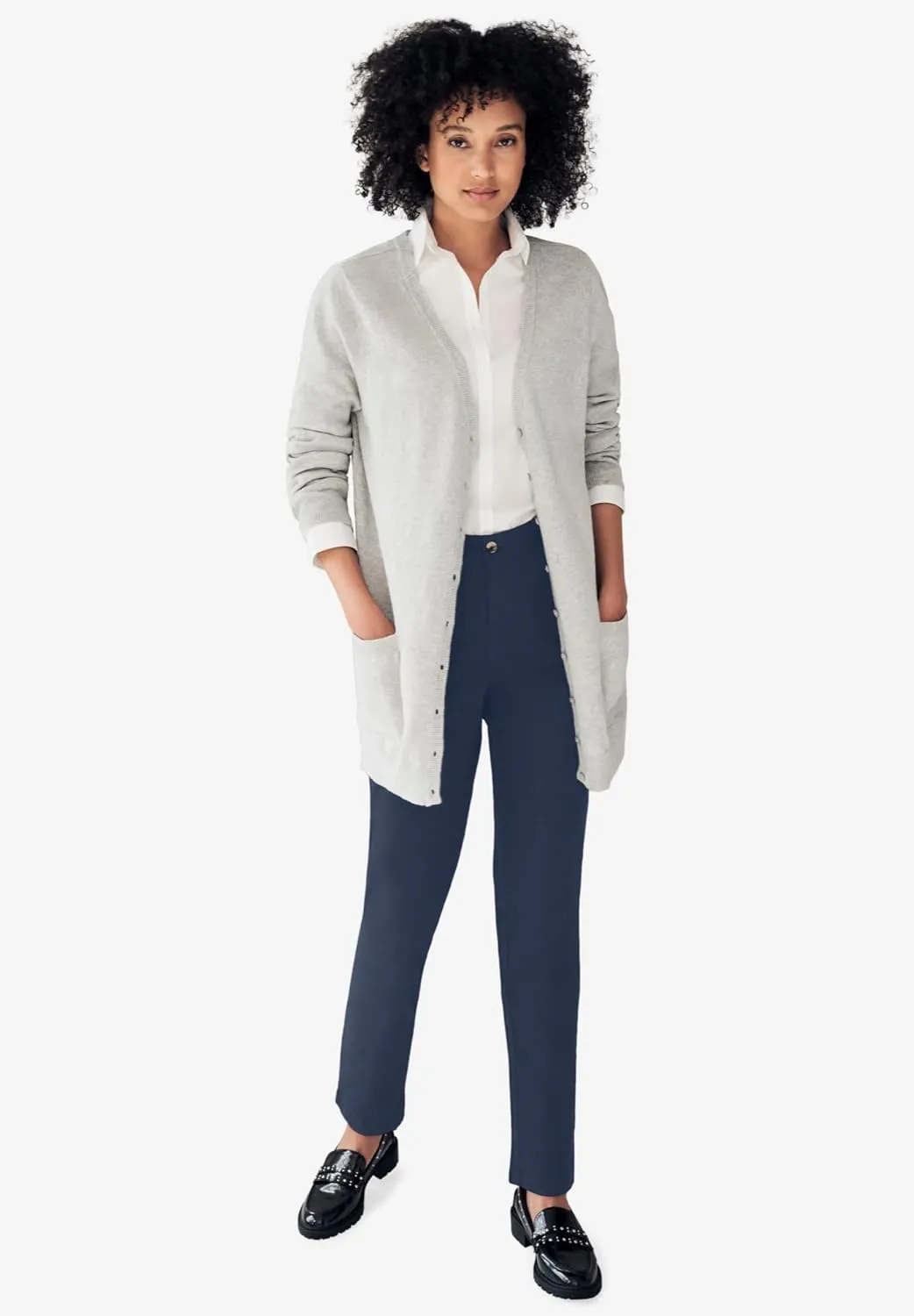 ellos Comfortable Women's Plus Size Modern Stretch Chino Pants Slim Fit Work & Casual