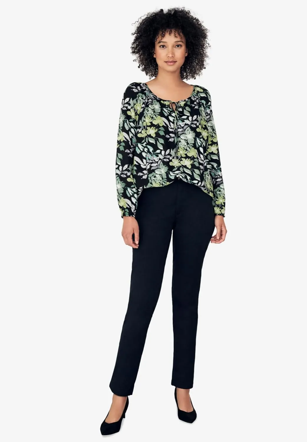 ellos Comfortable Women's Plus Size Modern Stretch Chino Pants Slim Fit Work & Casual