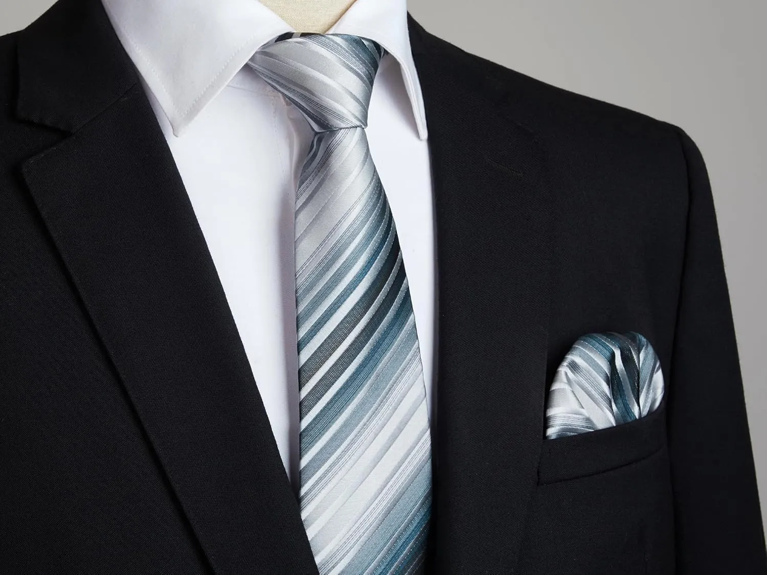 Enlision Mens Ties Stripe Tie and Pocket Square Set Classic Formal Woven Neckties Handkerchief Cufflinks Wedding
