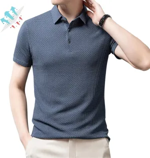 Genterio Ice Silk Breathable Performance Polo Shirt, Mens Mesh Quick-Drying Shirt, Ultra-Thin Short Sleeve Solid Color Shirt