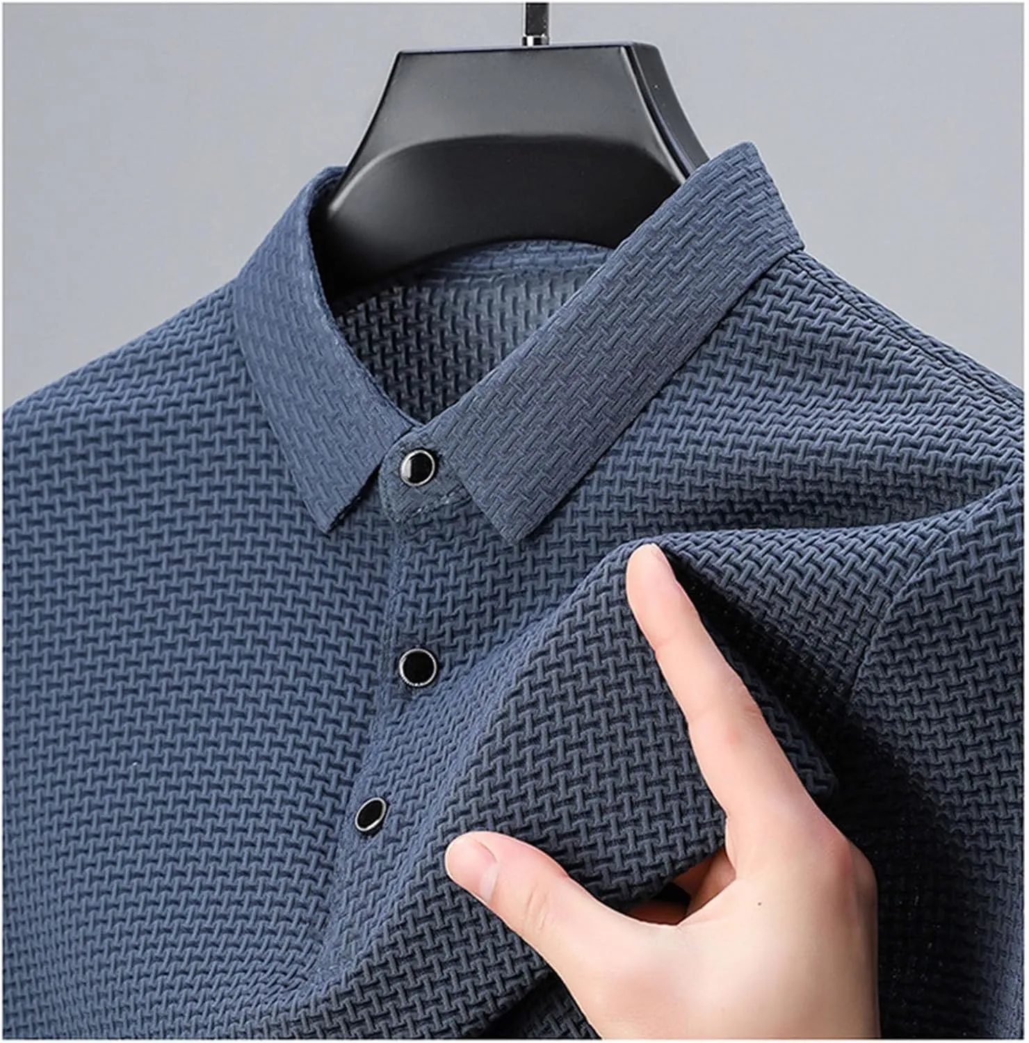 Genterio Ice Silk Breathable Performance Polo Shirt, Mens Mesh Quick-Drying Shirt, Ultra-Thin Short Sleeve Solid Color Shirt