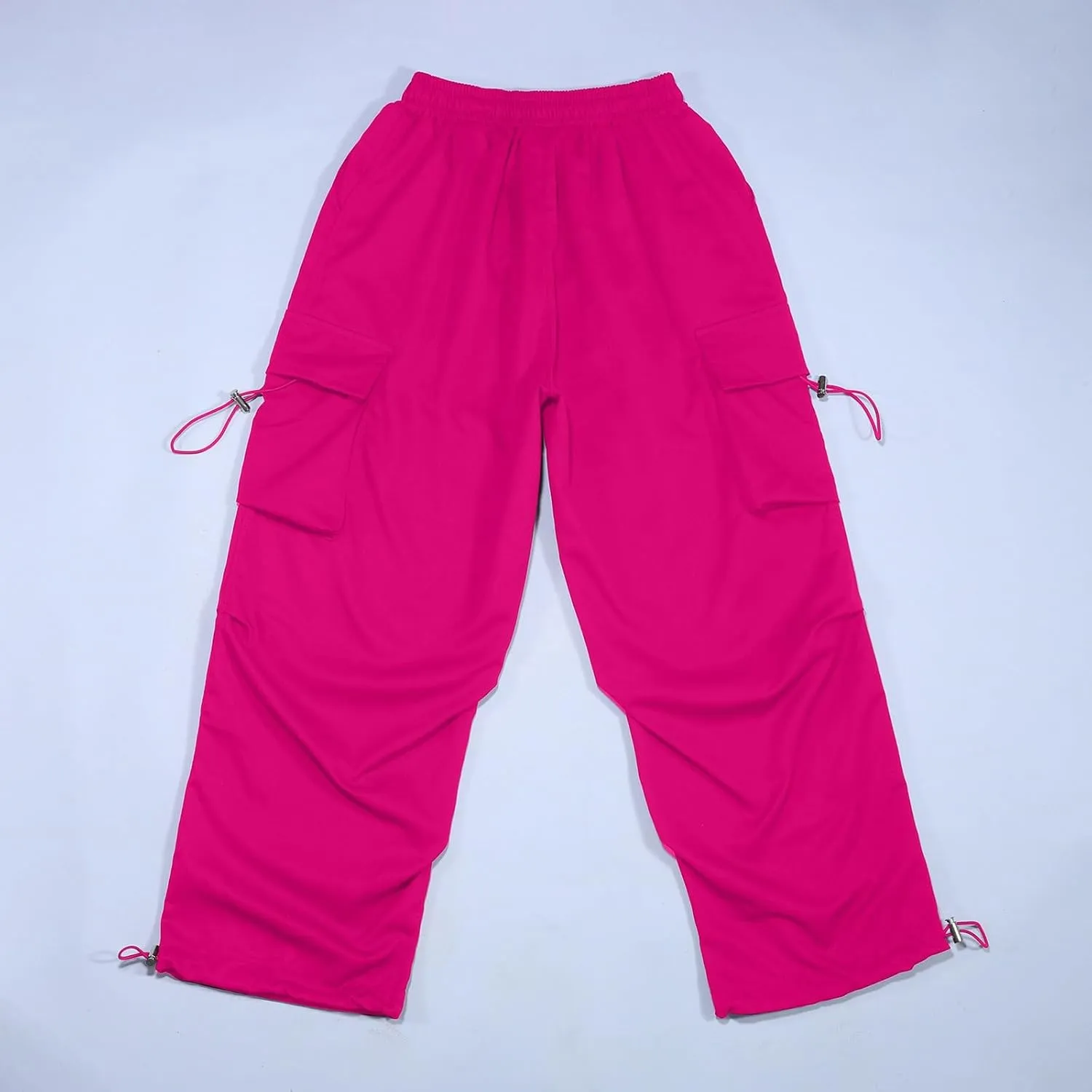Girls Cargo Pants Wide Leg Pants Teen Kids Solid Drawstring Straight Joggers Trousers with Pockets 3-16 Years