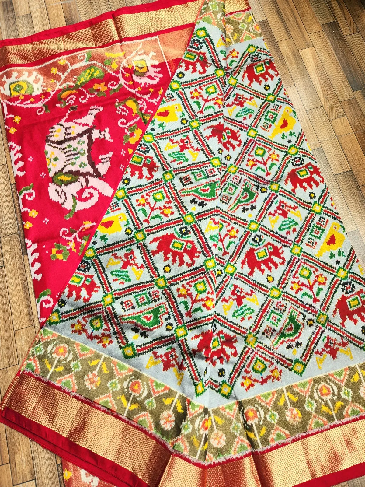 IKAT PATOLA SILK SAREE - GAJJA