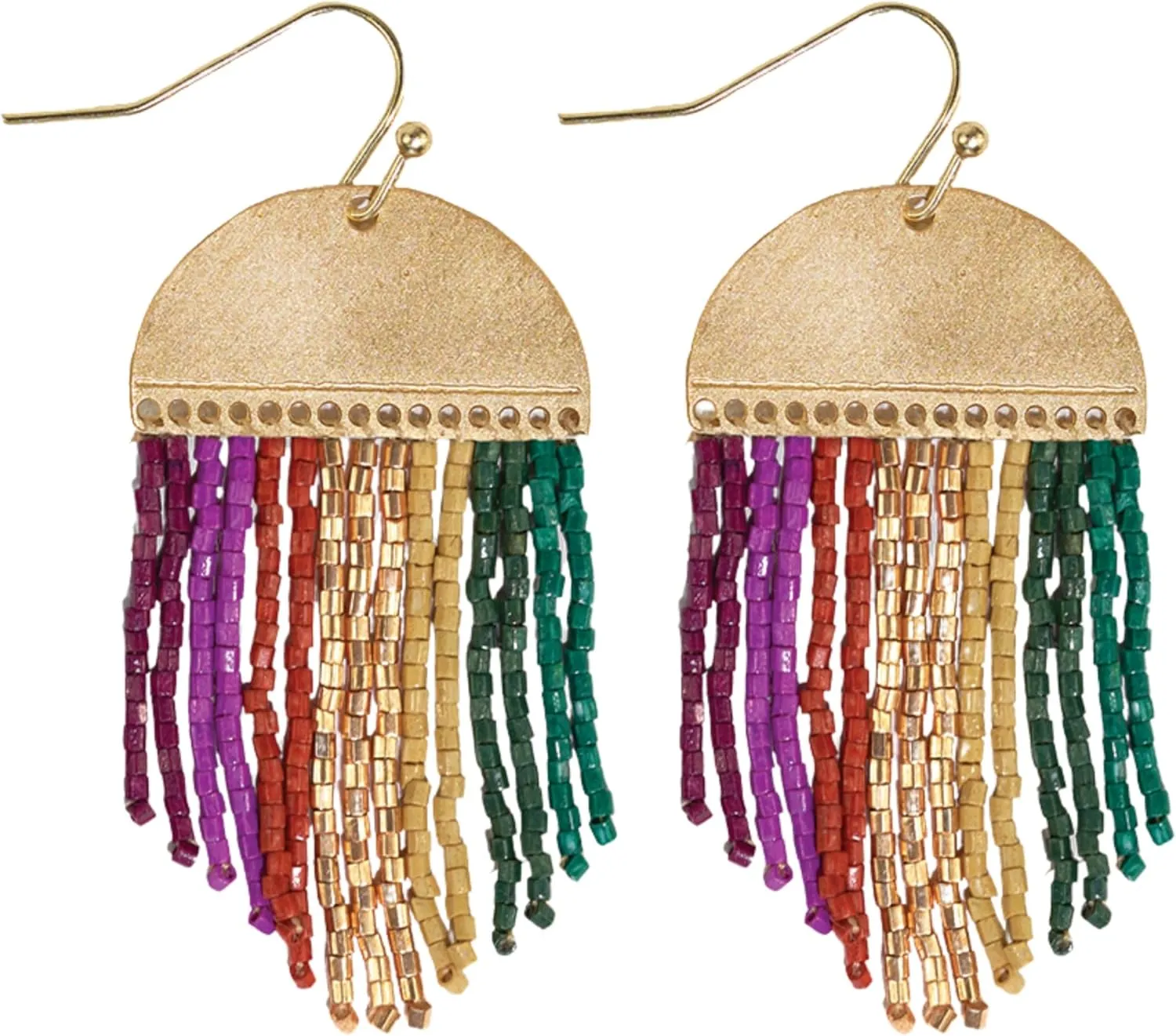 INK ALLOY Beaded Earrings for Women Dangling, Claudia Luxe Seed Bead Short Fringe Boho Earrings, Hypoallergenic Handmade Jewelry for the Modern Bohemian, 2-Inch L