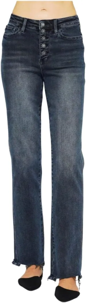 Judy Blue Button Fly Dark Wash Straight Jeans