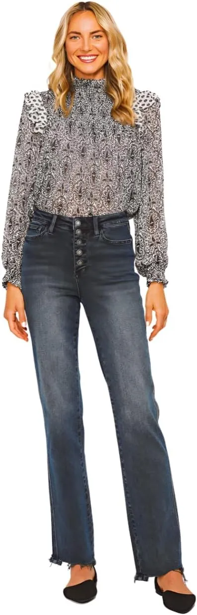 Judy Blue Button Fly Dark Wash Straight Jeans