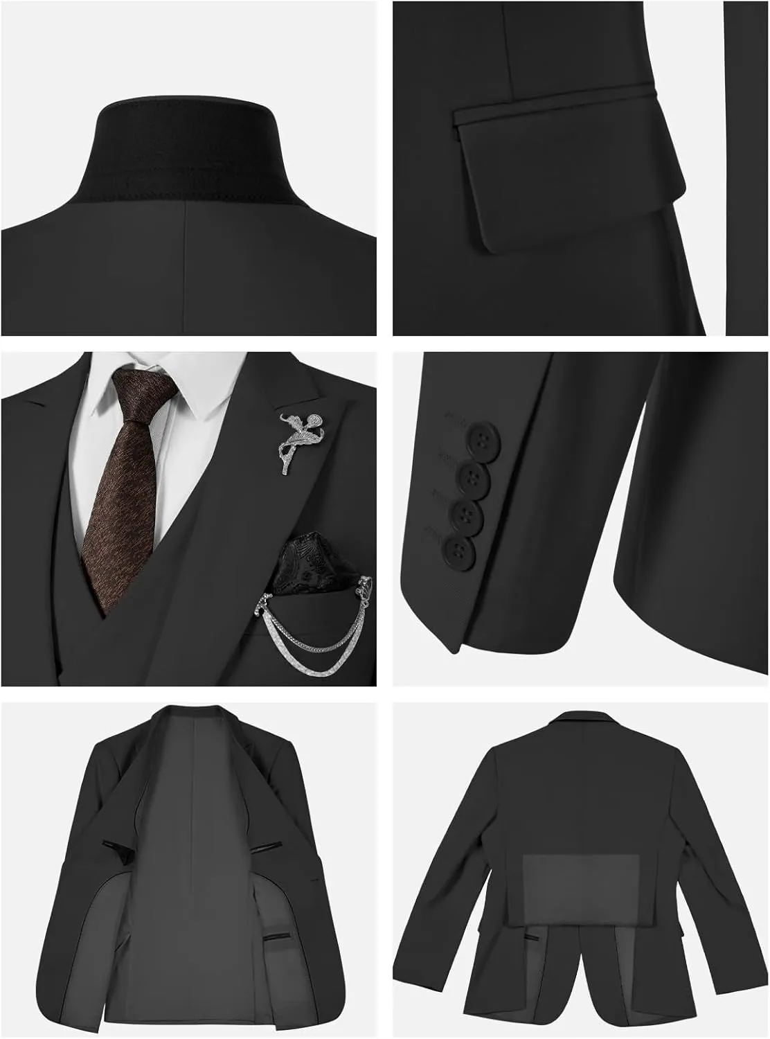 Men's Green Classic Fit 3-Piece Suit Set: Double Breasted Tuxedo for Wedding, Prom, Business