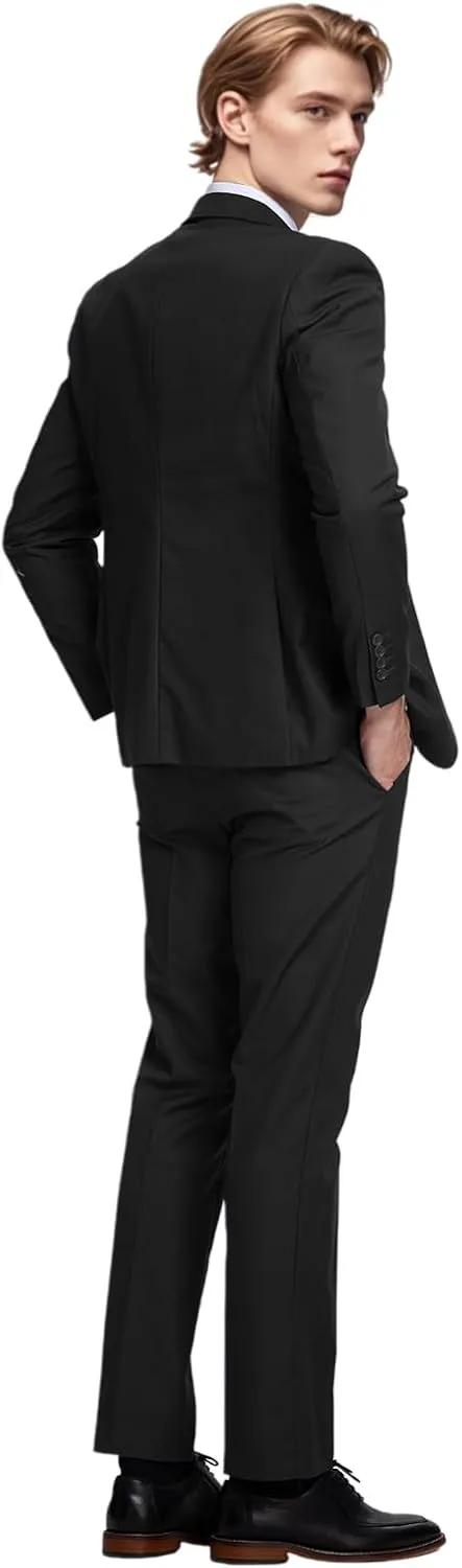 Men's Green Classic Fit 3-Piece Suit Set: Double Breasted Tuxedo for Wedding, Prom, Business