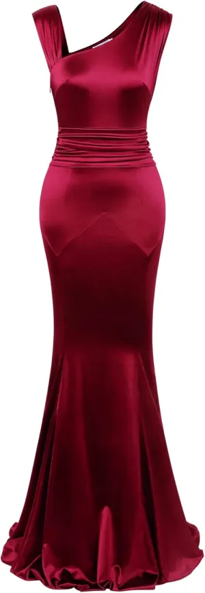 MUXXN Women's 1950s Vintage Sleeveless V Neck Mermaid Cocktail Evening Gowns Dresses