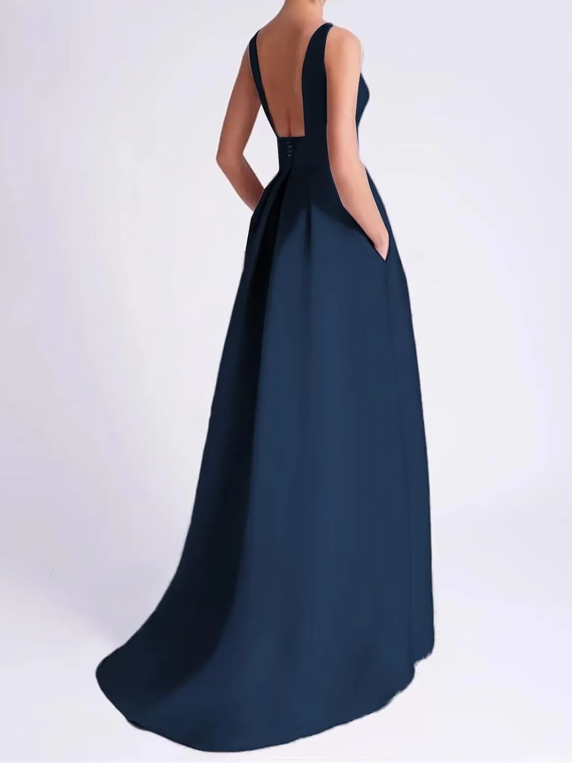 SHANDUAO 3D Flower Satin Mother of The Bride Dresses Hi-Low Formal Gown with Train