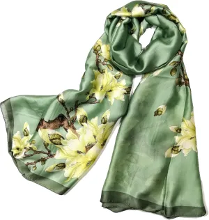 Shanlin Silk Feel Long Floral Satin Scarves for Women in Gift Box
