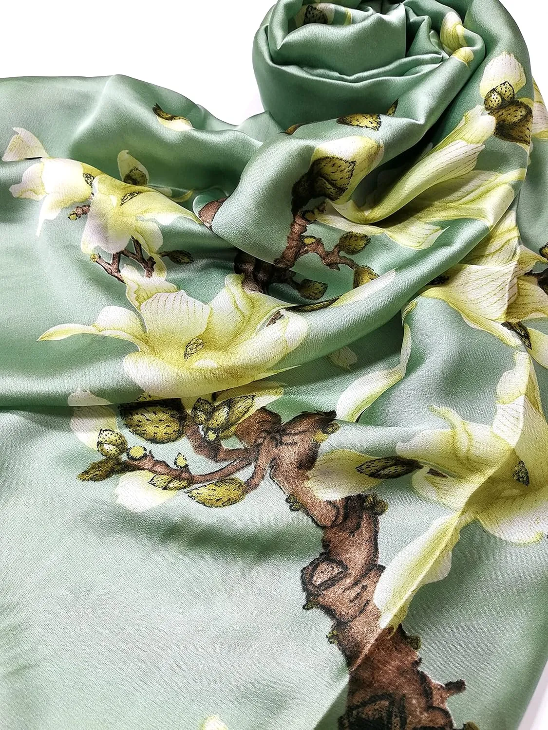 Shanlin Silk Feel Long Floral Satin Scarves for Women in Gift Box
