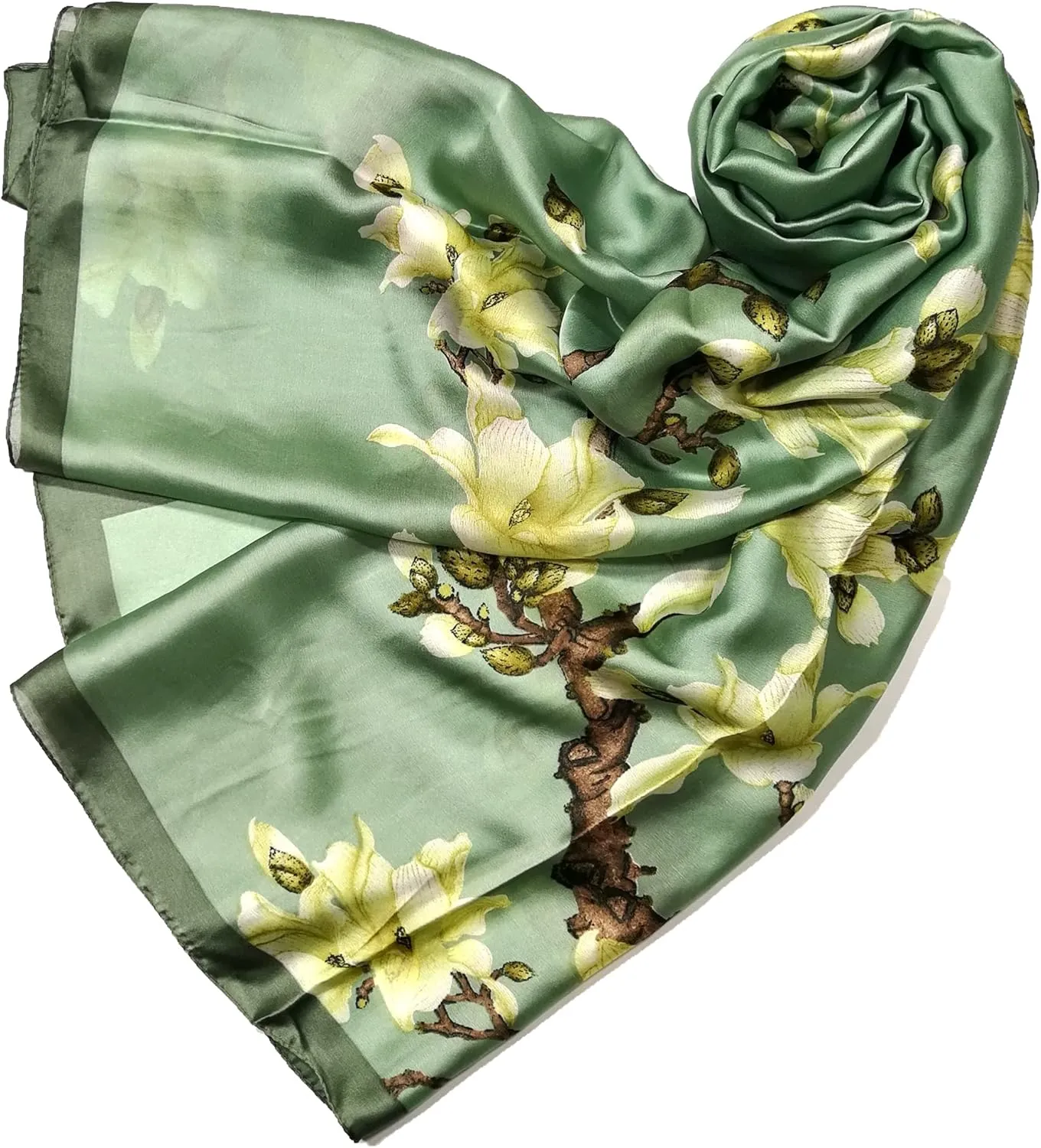 Shanlin Silk Feel Long Floral Satin Scarves for Women in Gift Box