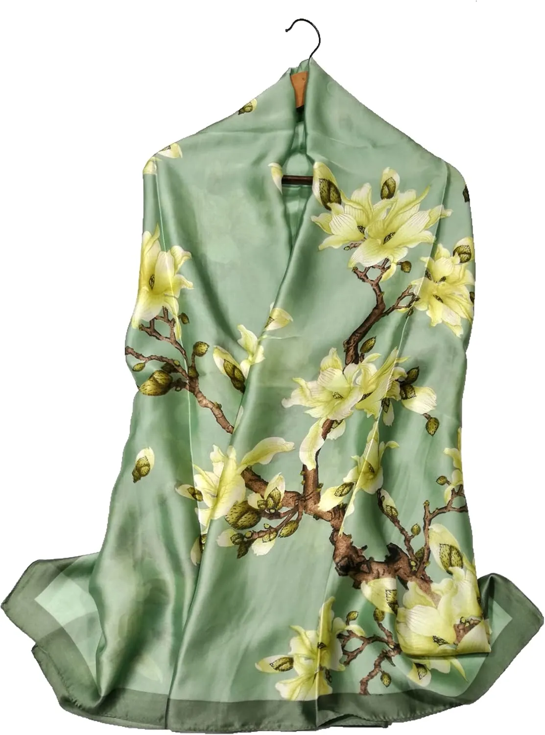 Shanlin Silk Feel Long Floral Satin Scarves for Women in Gift Box