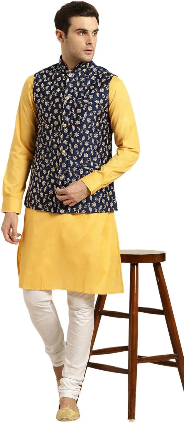 Sojanya (Since 1958 Men'S Silk Blend, Embroidered Nehru Jacket
