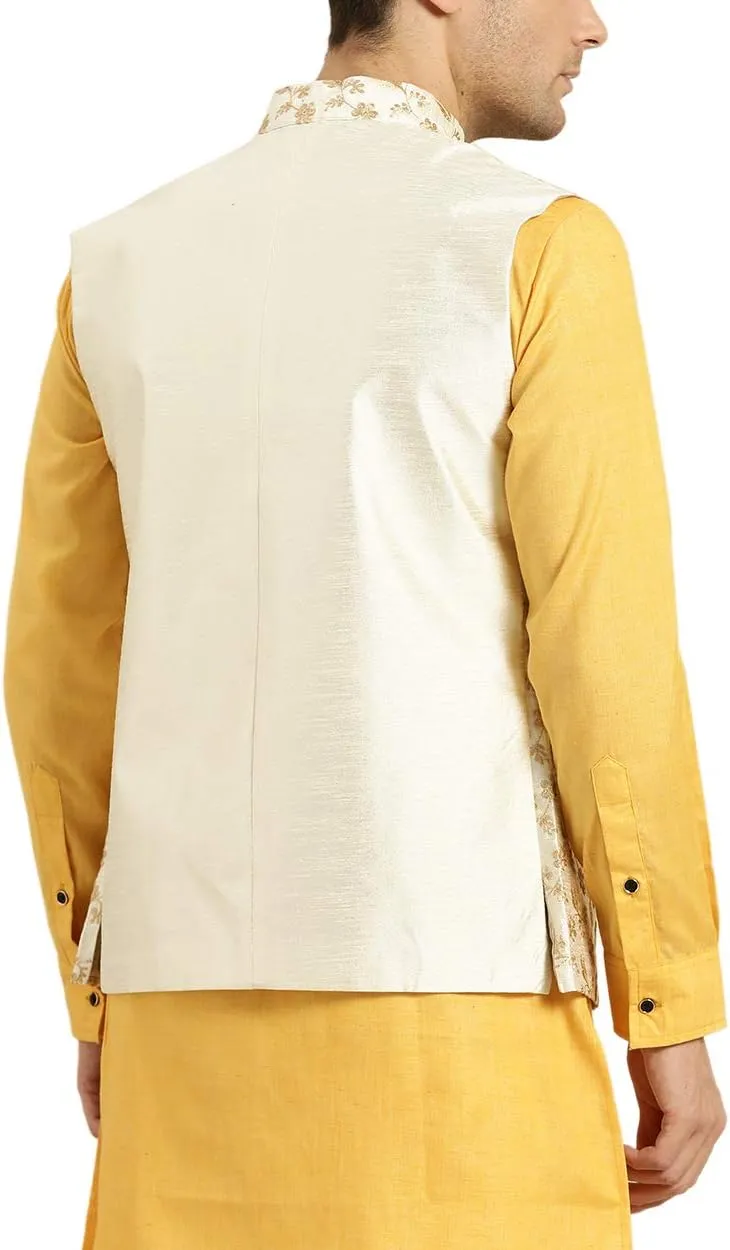 Sojanya (Since 1958 Men'S Silk Blend, Embroidered Nehru Jacket