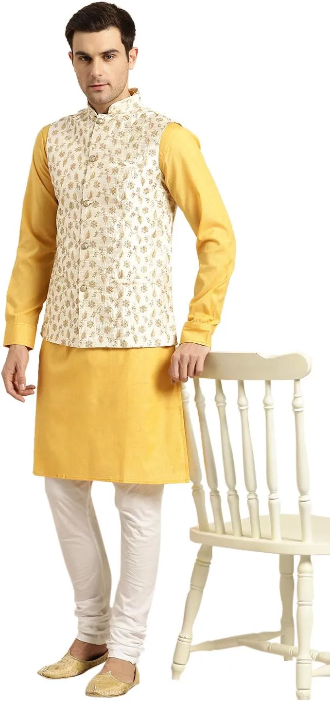 Sojanya (Since 1958 Men'S Silk Blend, Embroidered Nehru Jacket