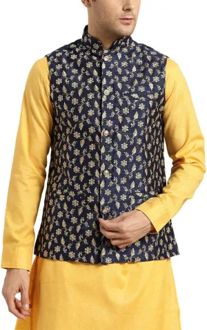 Sojanya (Since 1958 Men'S Silk Blend, Embroidered Nehru Jacket