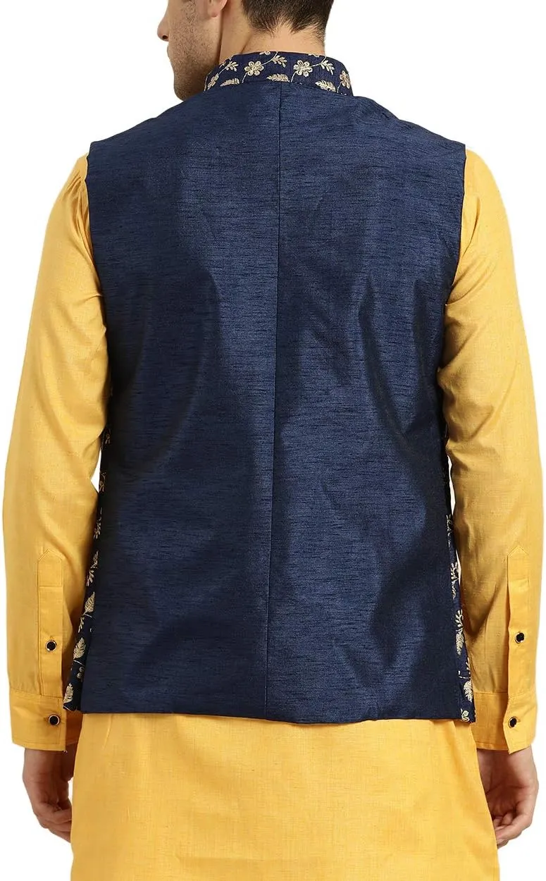 Sojanya (Since 1958 Men'S Silk Blend, Embroidered Nehru Jacket