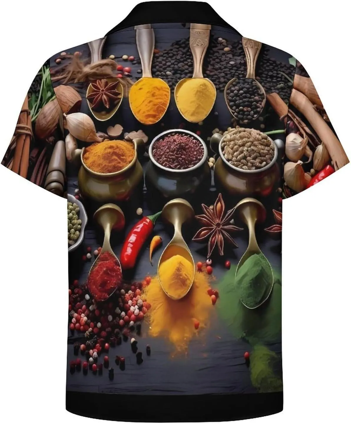 Spices Print Cuban Collar Shirt Classic Design for Comfort and Style