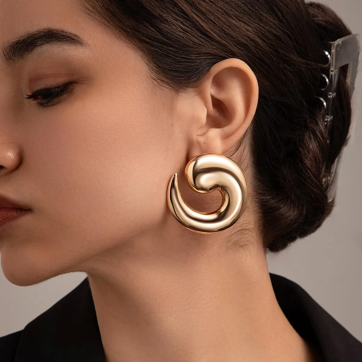 Statement Earrings for Women Chunky Gold Earrings Big Spiral Earrings Large Swirl Earrings Geometric Trendy Earrings Fashion Jewelry Gifts
