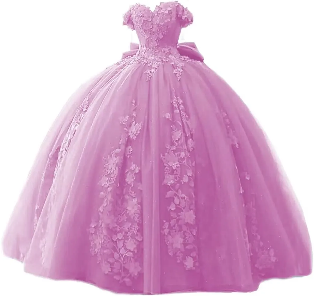TRHTX Lace Beaded Quinceanera Dresses 2025 Puffy Off Shoulder Sweet 16 Dresses Flower Tulle Quince Dress WZY54