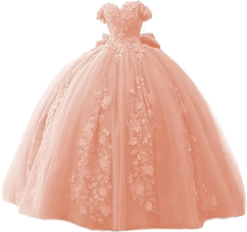 TRHTX Lace Beaded Quinceanera Dresses 2025 Puffy Off Shoulder Sweet 16 Dresses Flower Tulle Quince Dress WZY54