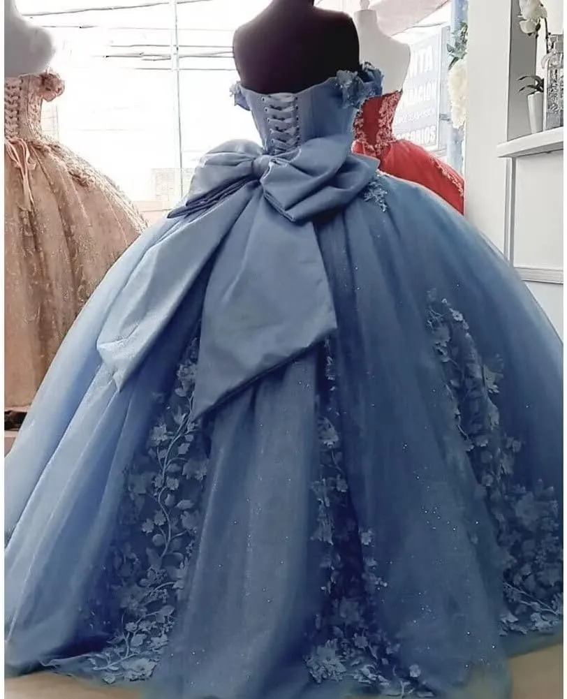 TRHTX Lace Beaded Quinceanera Dresses 2025 Puffy Off Shoulder Sweet 16 Dresses Flower Tulle Quince Dress WZY54