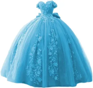TRHTX Lace Beaded Quinceanera Dresses 2025 Puffy Off Shoulder Sweet 16 Dresses Flower Tulle Quince Dress WZY54