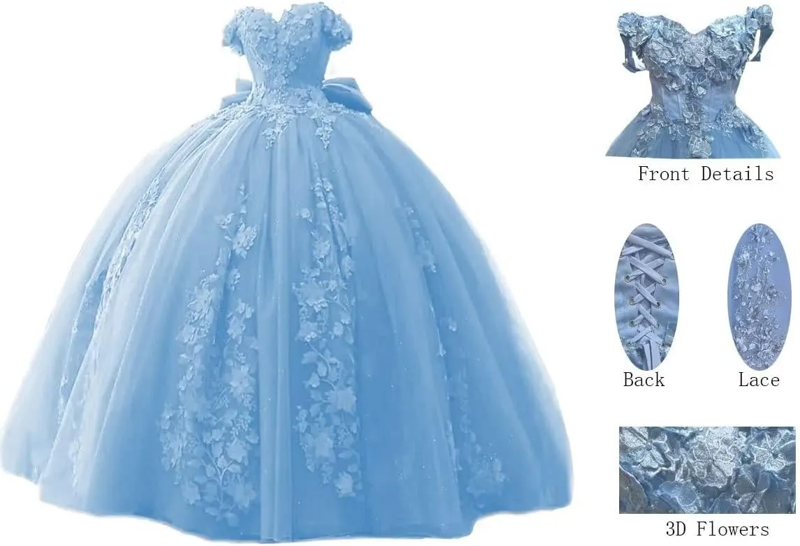TRHTX Lace Beaded Quinceanera Dresses 2025 Puffy Off Shoulder Sweet 16 Dresses Flower Tulle Quince Dress WZY54