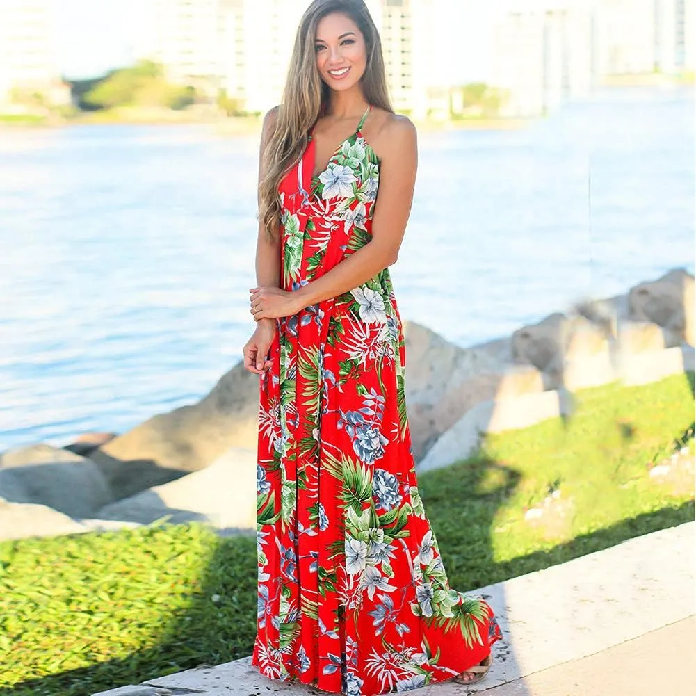 Women Transformer Convertible Multi Way Wrap V-Neck Wedding Bridesmaid Dress Halter Ombre Floral Long Evening Prom Maxi Dress
