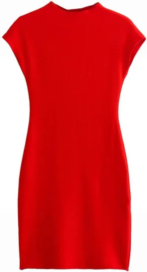 XOWRTE Women's Sexy Summer Sleeveless Mock Turtle Neck Bodycon Party Mini Dress Ribbed Slim Fit Dress Knit Tank Dresses